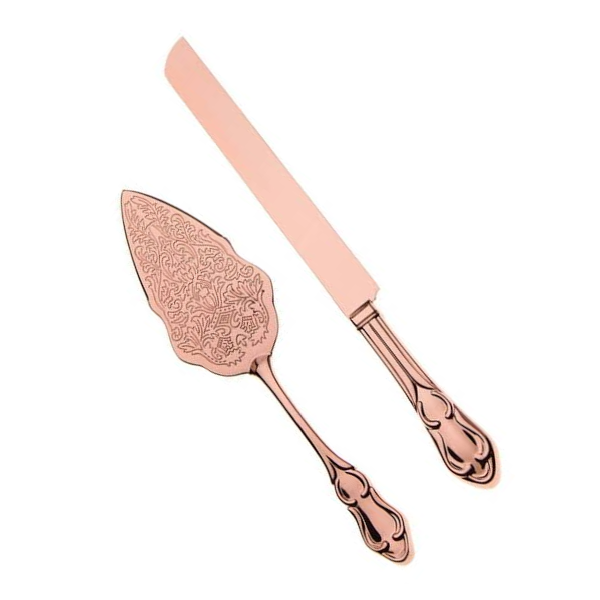 rose gold knife and server